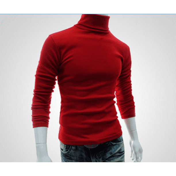 New Mens Polo Roll Turtle Neck Pullover Knitted Jumper Funnel Neck Tops Sweater